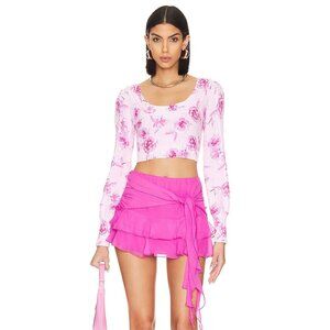 LoveShackFancy Pink Floral Sweater Cardigan